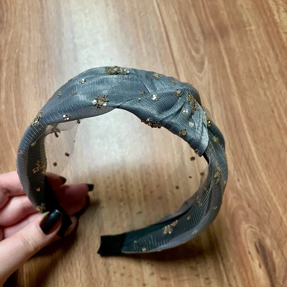 Gray Tulle Knot headband